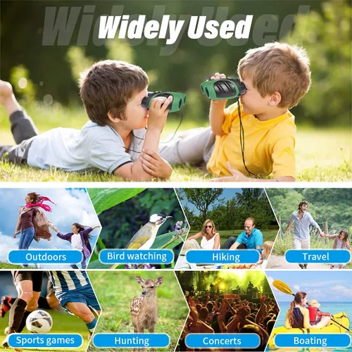 Miniatura 4 de Regalos de Pascua para niños de 3 a 12 años, VNVDFLM binoculares compactos 8x21 a prueba de golpes verdes para observación de aves, telescopio
