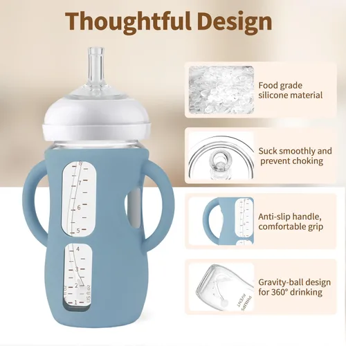Miniatura 2 de Kit de Conversión de Vaso con Pajita con Fundas de Silicona para Biberón de Vidrio Natural Avent de 8oz, Kit de Transición de Vasos Entrenadores