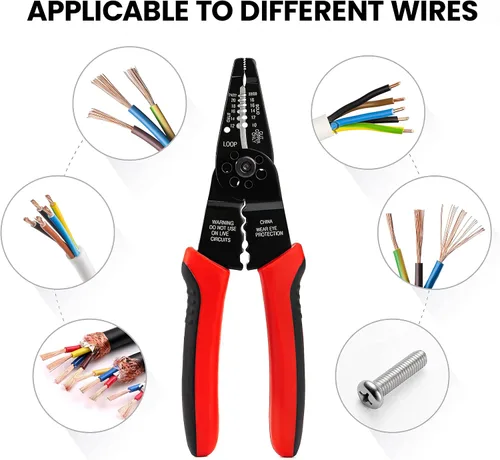 Miniatura 6 de KAIWEETS Pelacables 10-22 AWG Empalmador de Cables Pelacables Herramienta Multipropósito para Pelar Cables Alicates de Alambre Eléctrico