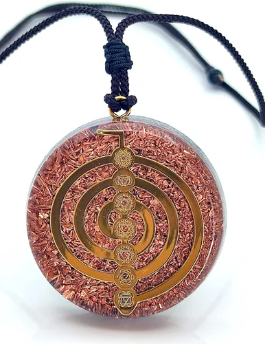 Miniatura 7 de Collar con Colgante Reversible de Orgón de Geometría Sagrada GRANDE 2.25 pulgadas 10.7cm