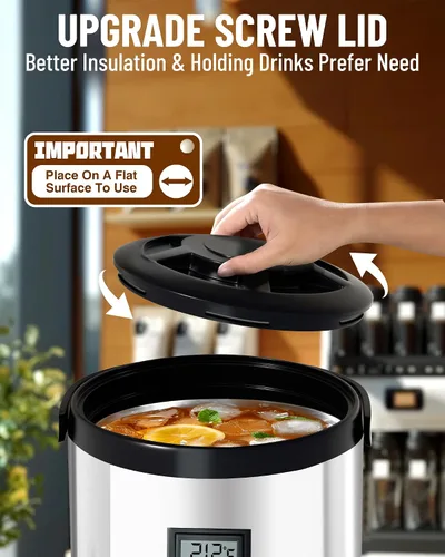 Miniatura 4 de WantJoin Jarra térmica para bebidas - Urna de agua caliente y fría de 75 tazas para catering - Jarra premium de acero inoxidable de 12 L/3.2 galones