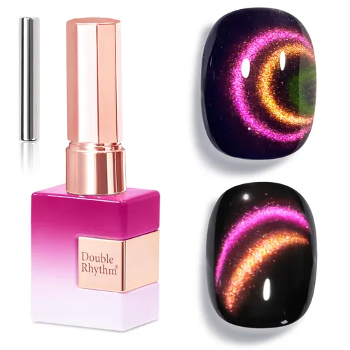 Miniatura 52 de Double Rhythm Esmalte de gel Jelly Glass de ojo de gato con imán, 0.5 onzas líquidas, brillo holográfico, brillante, translúcido