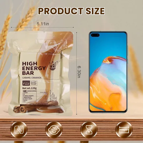 Miniatura 7 de Barras de alimentos de emergencia - Hardtack de caramelo y canela, MRE Meals Military 2025, larga vida útil, barras de ración de comidas