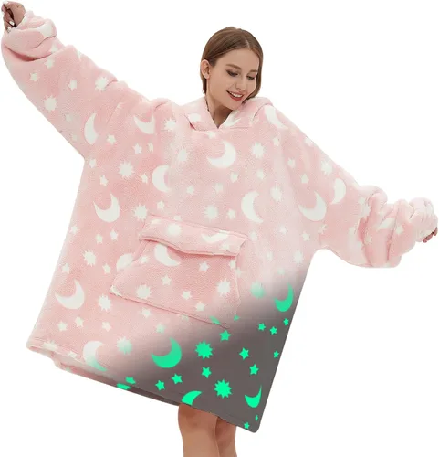 Miniatura 13 de Mewkou Manta con capucha para adultos, manta de forro polar Sherpa de gran tamaño con capucha para mujeres y hombres, café