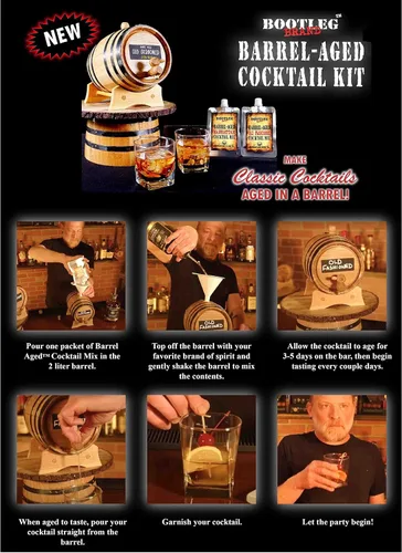 Miniatura 5 de Kit de envejecimiento de cóctel de barril de whisky de 2 litros, mini barriles de bourbon de 2 litros completos con barril de pizarra frontal