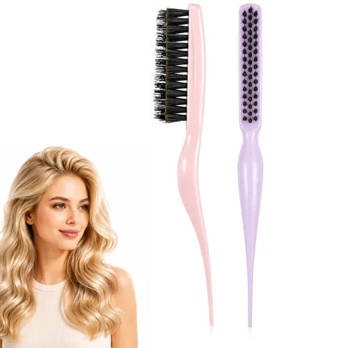 Miniatura 10 de Frienda 2 piezas de cepillo de pelo de broma de cerdas de jabalí para mujer, cerdas de nailon de jabalí de salón de belleza, estilo de belleza