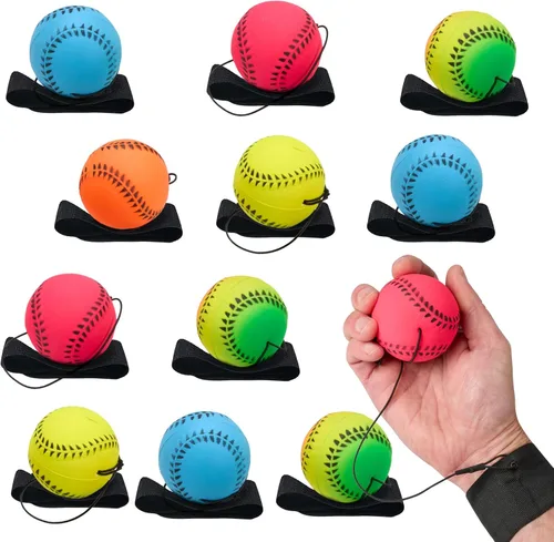 Miniatura 8 de Playbees Muñequeras de béisbol neón reactivas - paquete de 6 - Bolas de práctica deportivas para divertida actividad al aire libre para niños