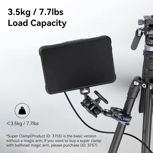 Miniatura 4 de SMALLRIG Abrazadera en forma de cangrejo, soporte para cámara, 1/4"-20, 3/8"-16 agujeros roscados, carga útil de 7.7lbs/3.5kg, compatible