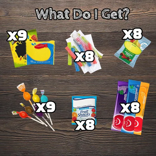 Miniatura 2 de Paquete de regalo surtido de dulces – 50 unidades de dulces envueltos individualmente – Caramelos frutales, masticables, ácidos y duros