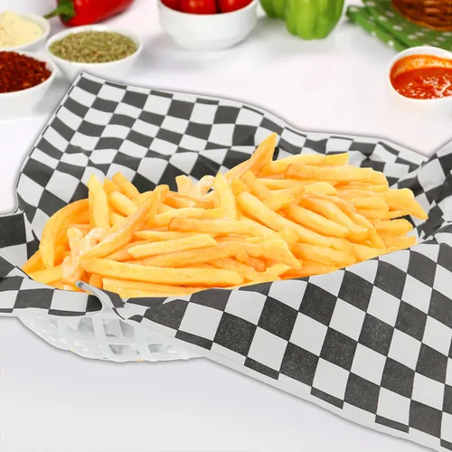Miniatura 7 de Combo de cesta de comida rápida de estilo retro (12 unidades) y forro a cuadros (100 unidades). La cesta de comida rápida es apta para lavavajillas.