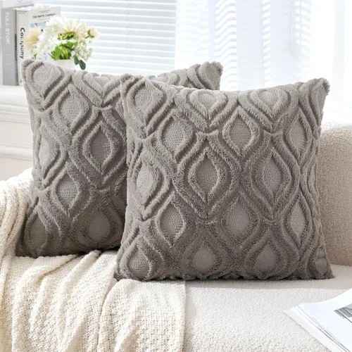Miniatura 50 de MIULEE - Juego de 2 fundas de almohada de lana sintética suave y afelpada, fundas decorativas de estilo bohemio para sofá, sala de estar, cama, 18 x