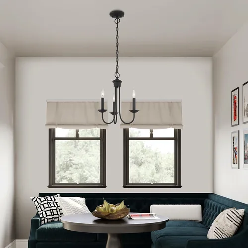 Miniatura 11 de Livex Lighting 42683-04 - Lámpara de araña de acero con 3 luces para decoración del hogar, 1 lámpara de techo negra, perfecta para decoración