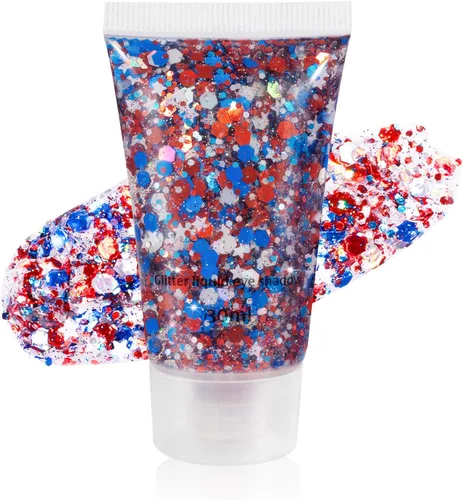 Miniatura 9 de Mysense Gel de purpurina corporal azul real, maquillaje con purpurina para el cabello de la cara para conciertos, accesorios para festivales