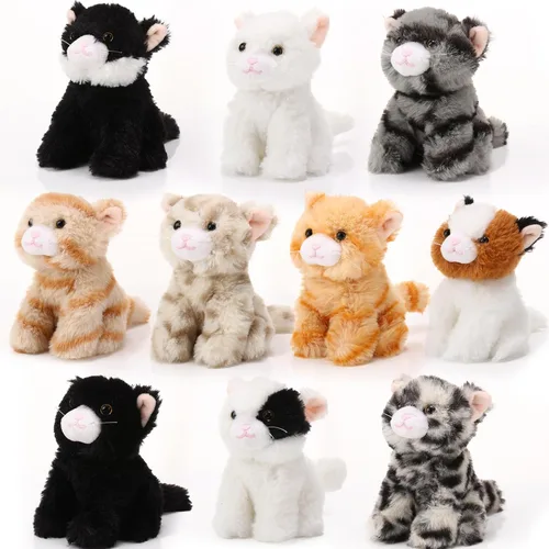 Miniatura 8 de Lenwen 10 piezas de animales de peluche de gato a granel, suaves y tiernos, gatitos surtidos para niños, regalo de cumpleaños, regalos de fiesta