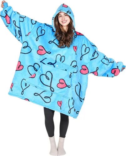 Miniatura 9 de Tirrinia Sudadera Manta de Gran Tamaño con Capucha, Mantas Sherpa Esponjosas Vestibles, Manta Sudadera Reversible y Acogedora, Regalo para Adultos #