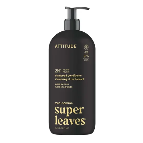 Miniatura 19 de ATTITUDE Champú y acondicionador 2 en 1 para hombre, nutritivo para cabello seco y cuero cabelludo, con pantenol y ginseng, 97% ingredientes