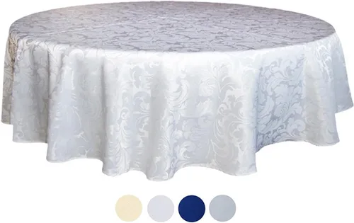 Miniatura 6 de Tektrum Mantel redondo de damasco jacquard de 70 pulgadas, resistente al agua, a prueba de derrames, resistente a las manchas, sin arrugas, ideal