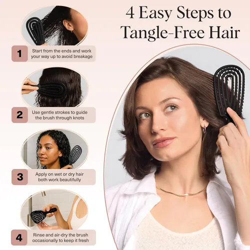 Miniatura 7 de Kitsch Cepillo desenredante para cabello Flexi Flow para mujeres, hombres y niños Cepillos desenredantes para cabello rizado con marco flexible