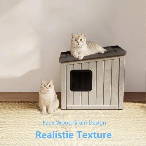 Miniatura 5 de DRATO Casa para gatos al aire libre, impermeable, material de polipropileno, refugio para gatos, robusto, resistente, fácil de montar, cálida casa