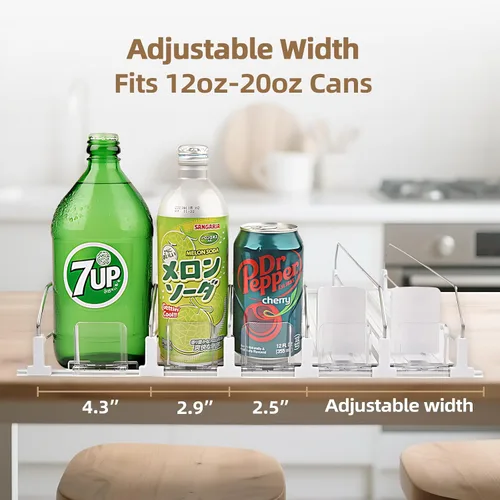 Miniatura 6 de HIYOHIYO Organizador de bebidas de 5 filas para refrigerador, dispensador de latas de soda autoempujable para refrigerador, dispensador automático