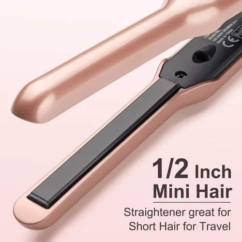 Miniatura 7 de JAETON Plancha plana pequeña de 3/10 pulgadas para rizador de pelo corto para bordes, mini plancha para viajes, calentamiento rápido, doble voltaje