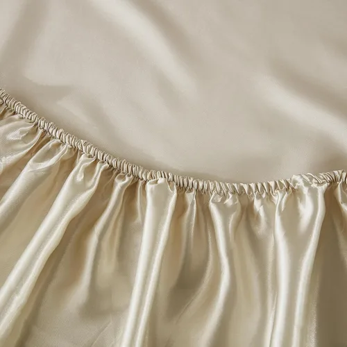 Miniatura 7 de Bedding Dreamer - Juego de edredón de satén, tamaño matrimonial, color beige, 8 piezas, juego de edredón sedoso de hotel de lujo
