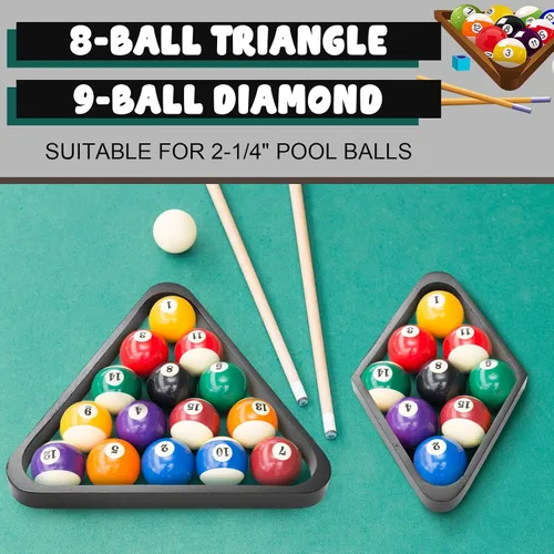 Miniatura 4 de Juego de 22 Piezas de Cepillos para Mesa de Billar Rack de Billar de Madera Triángulo de 8 o 9 Bolas Diamante para Bola de Billar de 2-1/4" con Paño