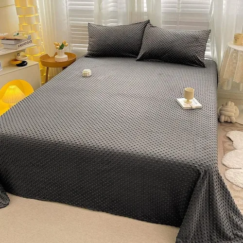 Miniatura 2 de Sábana de cama de punto Minky sólido, sábana de forro polar de terciopelo cálido, sábana encimera, manta de cama ligera, individual, gris oscuro