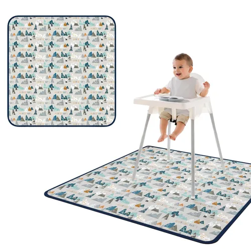 BapronBaby Adventure Awaits - Tapete impermeable para debajo de sillas altas, suelos, mesas, tiempo de juego o artes y manualidades, lavable a