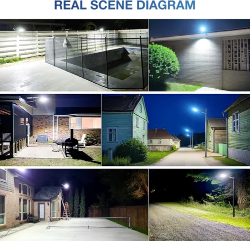 Miniatura 8 de OKPRO Luz solar de calle de 10000 W, cuentas LED superbrillantes, luces solares para exteriores, impermeable, IP66, luz de estacionamiento