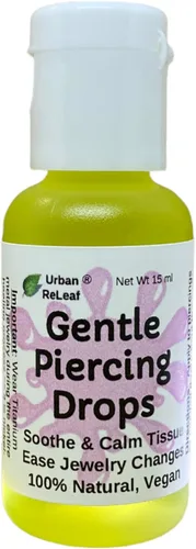 Urban ReLeaf Gotas de perforación suaves: calma y calma el tejido, facilita los cambios de joyería, 100% natural, vegano. Perfecto para pieles