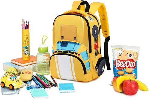 Miniatura 9 de LEDAOU Mochila escolar para niños y niñas con correa para el pecho, Autobús Amarillo, Mochilas Daypack
