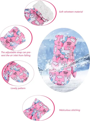 Miniatura 3 de SATINIOR 2 pares de manoplas impermeables para niñas, guantes de nieve para niños, guantes de esquí cálidos y gruesos para actividades al aire libre
