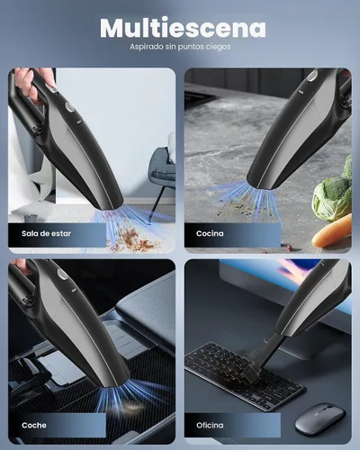 Miniatura 5 de Aspiradora de Mano Inalámbrica, Aspiradoras de Coche Potentes con Batería Recargable, Aspiradora de Mano Portátil Inalámbrica con Filtro HEPA Negro