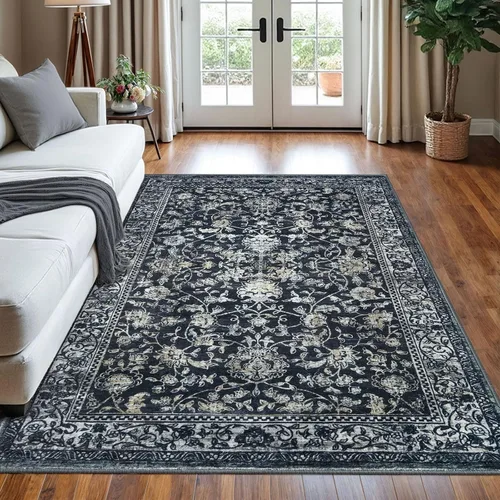 Miniatura 33 de KILOCOCO Alfombra lavable de 2 x 3 para entrada, estampado floral vintage, suave, antideslizante, azul, alfombras de cocina, tapete