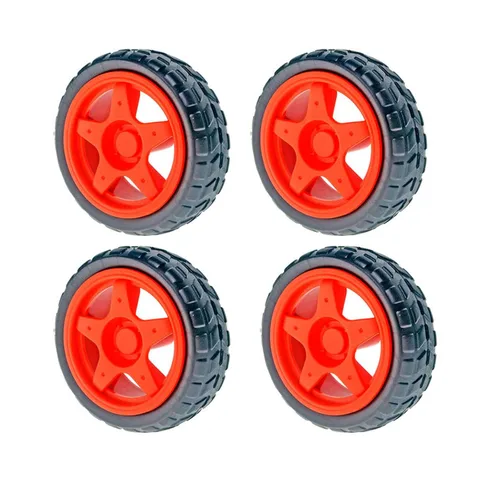 Miniatura 8 de 4PCS 2.559 in TT Motor Wheels Smart Car Chassis Robot Control remoto Ruedas de coche (negro)