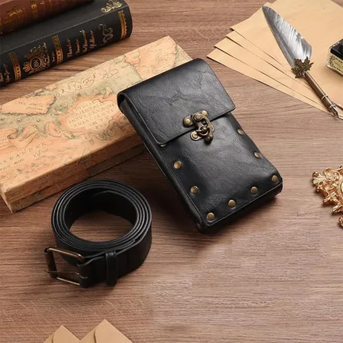 Miniatura 5 de Accesorio de disfraz renacentista, bolsa de cinturón retro, estilo steampunk, medieval, casual, para festivales góticos, cosplay, juegos de Halloween
