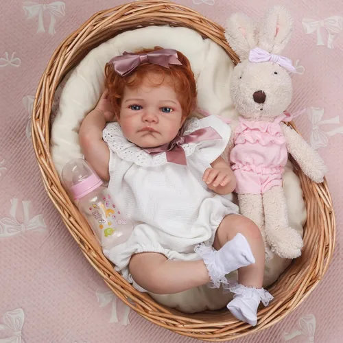 Miniatura 4 de WOOROY - Muñecas Reborn realistas para bebé niña de 20 pulgadas, muñecas recién nacidas con cabello rojo y ojos abiertos, cuerpo de tela