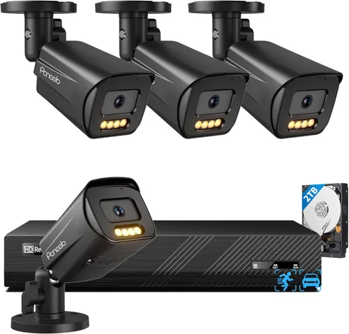 Miniatura 11 de Sistema de seguridad de 4 cámaras, 8 canales, 4 cámaras PoE IP con cable de 5 megapíxeles para exteriores, detección de vehículos humanos AI, audio