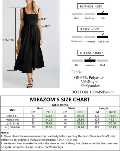 Miniatura 6 de MIEAZOM Vestido largo de verano para mujer, sin mangas, con vuelo, casual, holgado, con bolsillos
