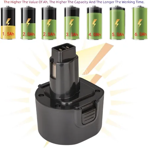 Miniatura 7 de 2 paquetes de 1.5Ah compatibles con batería Dewalt 9.6V NiCad repuesto negro y Decker (etiqueta de capacidad real) DW9062 DW9061 PS120 CD231 DE9036