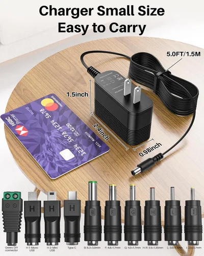 Miniatura 7 de Adaptador de corriente 5V 2A Cargador de 5V Fuente de alimentación CC para conmutación regulada con 10 tomas intercambiables para 2000mA 1500mA