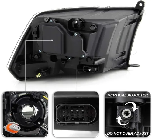Miniatura 3 de ACANII - Para [modelo de estilo proyector] 2013-2018 Dodge Ram 1500 2500 3500 Faros delanteros negros montaje izquierdo+derecho