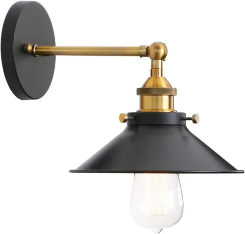 Miniatura 11 de PERMO - Iluminación de pared industrial vintage en metal, apliques de pared en níquel cepillado, lámpara de pared ajustable de 180 grados