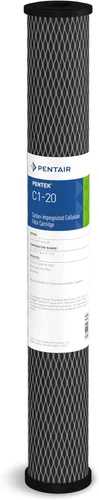 Pentair Pentek C1-20 Filtro de agua de carbón, 20 pulgadas, Cartucho de reemplazo de celulosa impregnada de carbono activado en polvo de doble