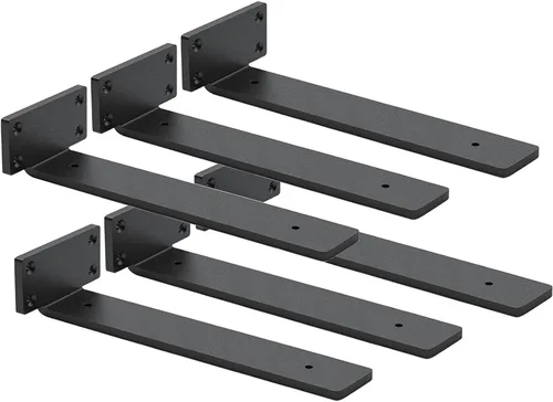 Miniatura 9 de Paquete de 4 soportes de estante flotantes de 8 pulgadas, soporte de estante oculto de 1/5 pulgadas de grosor, soportes de metal de hierro