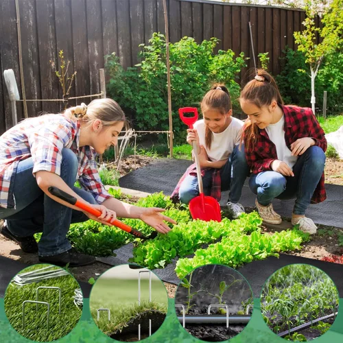 Miniatura 6 de Paquete de 50 grapas galvanizadas de 6 pulgadas, estacas de jardín en forma de U, estacas para tienda de campaña en forma de U, estacas de tierra