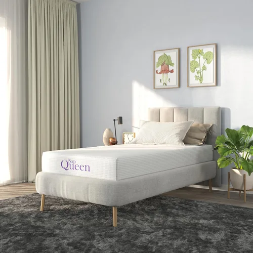Miniatura 5 de NapQueen Colchón tamaño Twin de 6 pulgadas, colchón de espuma viscoelástica de carbón de bambú, cama en una caja, blanco