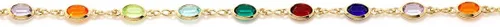 Miniatura 2 de Tobillera pulsera de latón bañado en oro y cristal, multicolor de 10 pulgadas