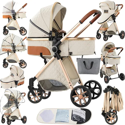 Miniatura 10 de Cochecito de bebé 2 en 1 reversible portátil estándar, cochecito convertible plegable para bebé, carriola para recién nacidos, capazo plegable de 2